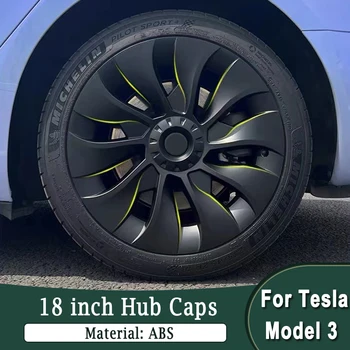 Za Tesla Model 3 2020-2022 18 inch Kolesa Varstvo Dekorativni Hub Kape 4Pcs Hub Pokrov Avtomobila Spremembe Zunanjost Pnevmatike Pnevmatike Trim